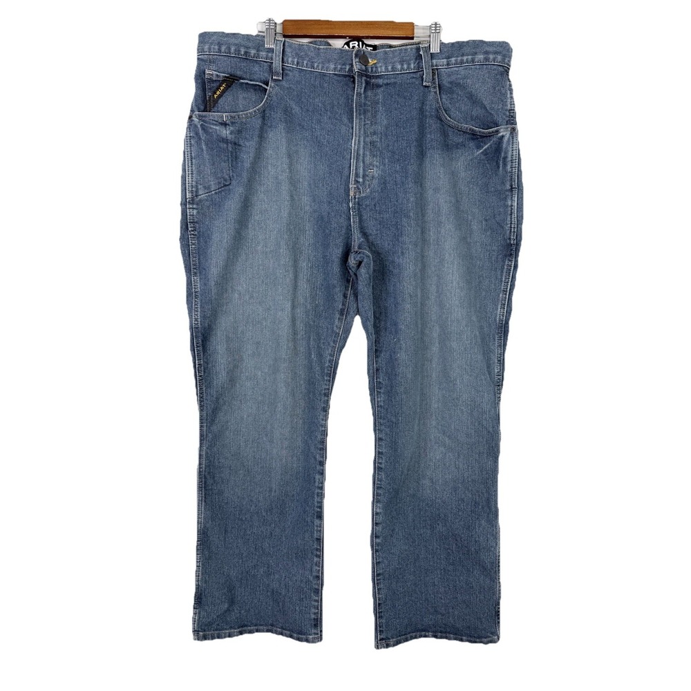 Ariat Jeans Mens 42x30 Blue Rebar M4 Low Rise Boot Cut Workwear Denim Loop Lock